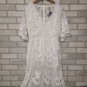 POL Floral Lace Skirted Romper Size M/L